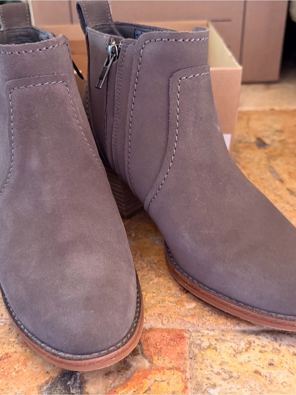 UGG Women's Taupe Suede Ankle Booties with Side Zip